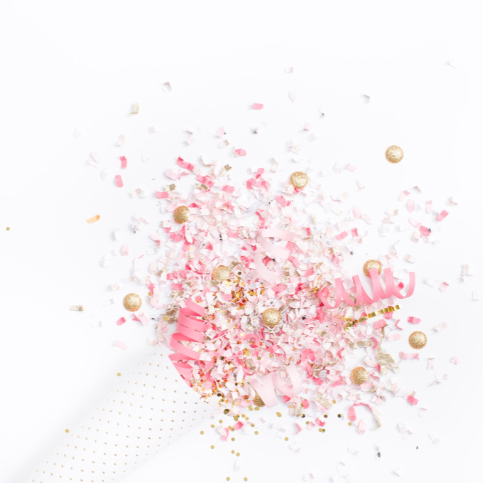 Pink, White and Gold Confetti