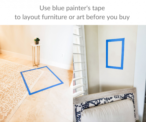 How you can use blue painter's tape to layout furniture before you buy