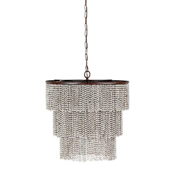 This coastal chandelier is dripping in wood beads. Etienne chandelier by Gabby Home.