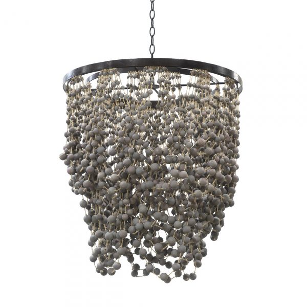 Palecek Layla dining room chandelier-perfect for coastal style with gray shades.