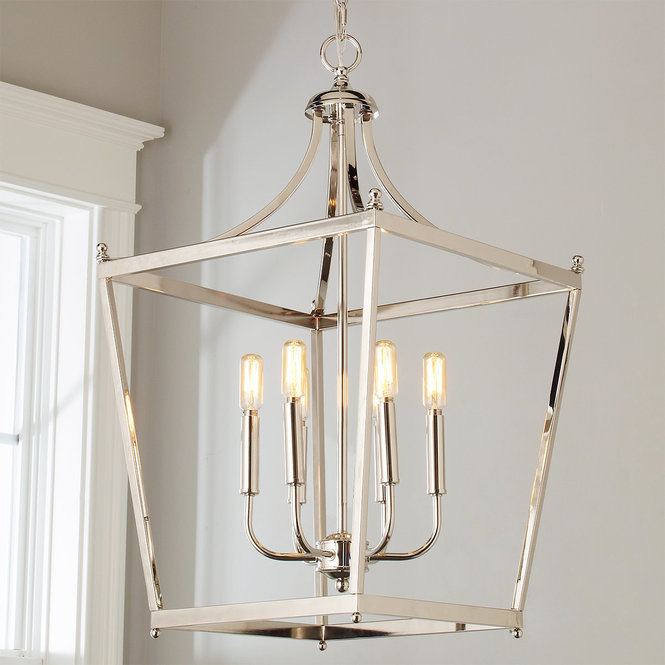 Polished metal lantern style pendant