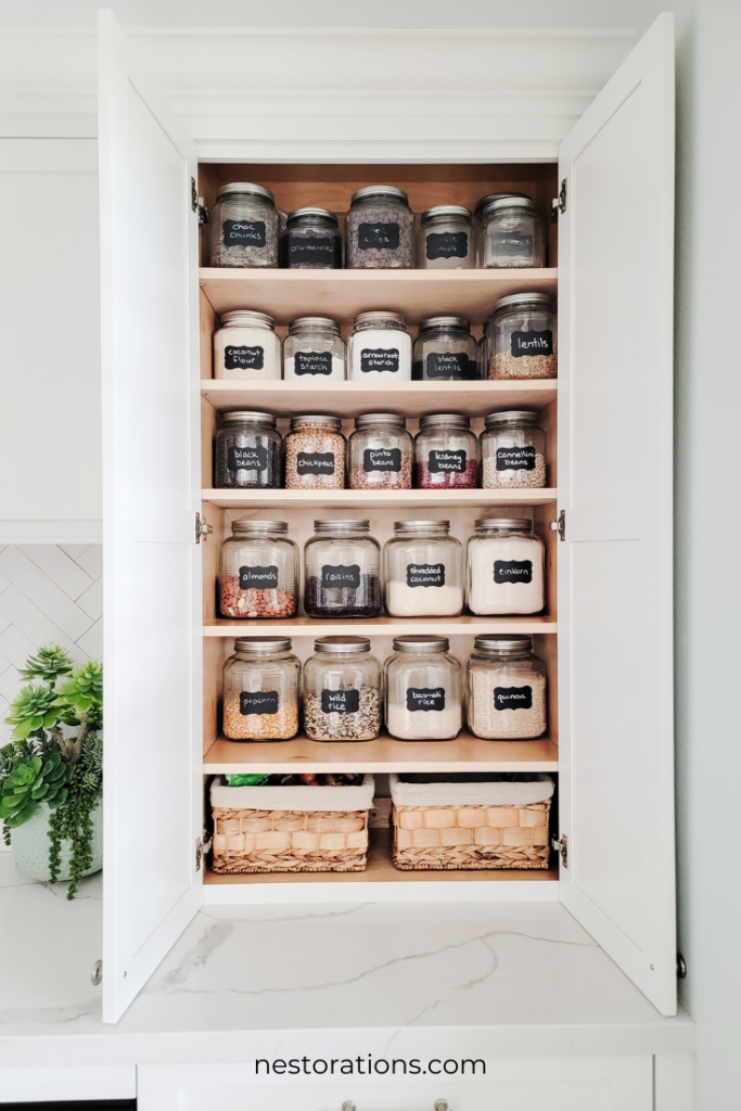 Glass jars for pantry organization