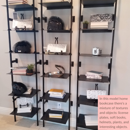 Add texture when you style a bookcase