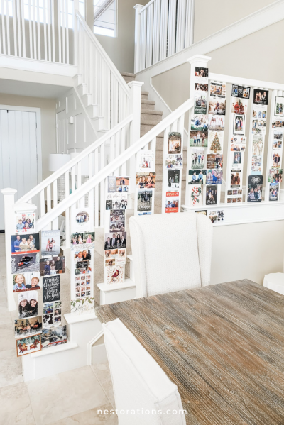 Christmas Card Display on Stairs