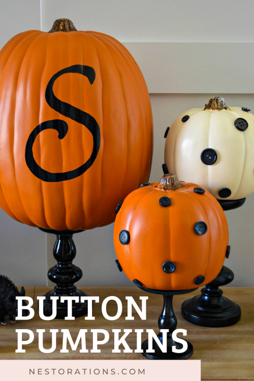 Easy fall craft--button pumpkins!