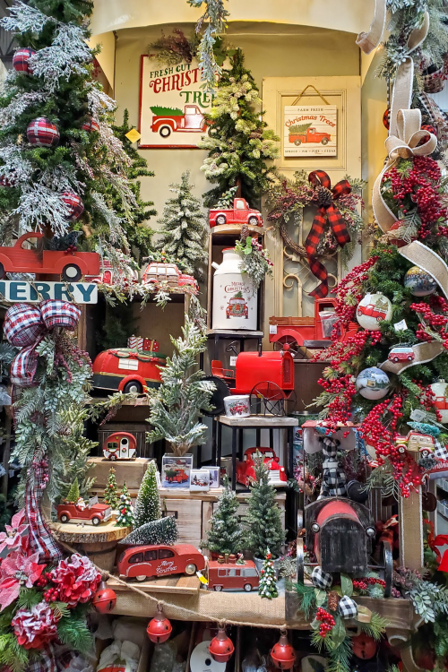 Red truck Christmas decor